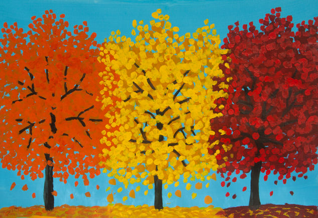 Orange, yellow and red trees Acrylic Canvas Landscaping