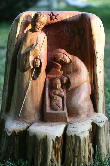 Navidad en Red Cedar Madera Figurativa