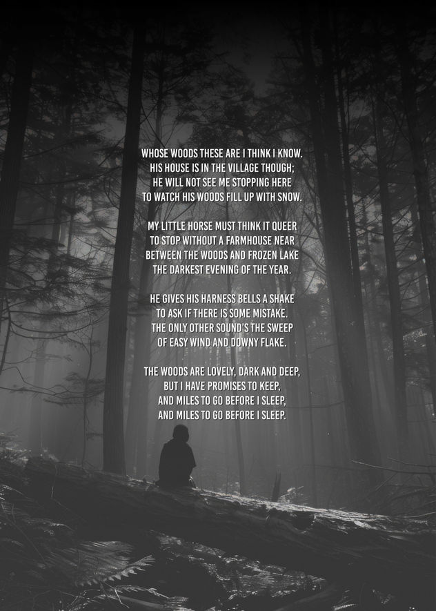 STOPING BY WOODS IN A SNOWY EVENING BY ROBERT FROST
