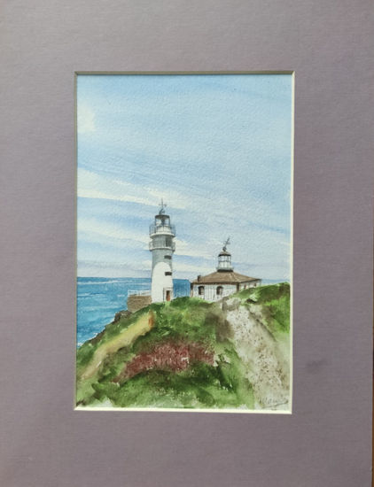 Faro de Touriñán Watercolour Paper Marine Painting