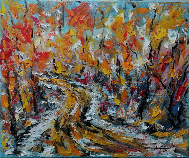 Colores otoñales. Óleo Lienzo Paisaje