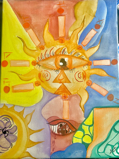 El Ojo del Sol Watercolour Canvas Figure Painting