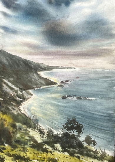 costa asturiana Watercolour Paper Marine Painting