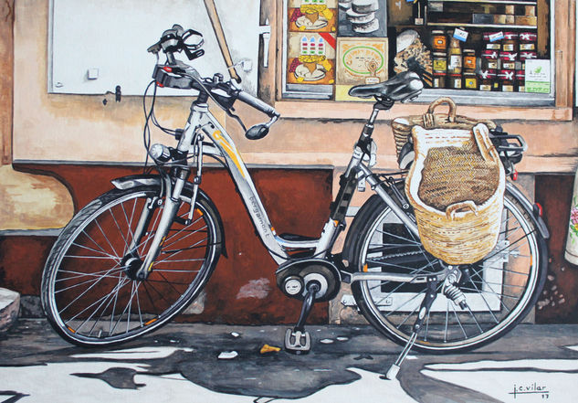 Número 2 de la serie ''El ladrón de bicicletas'' Gouache Paper Landscaping