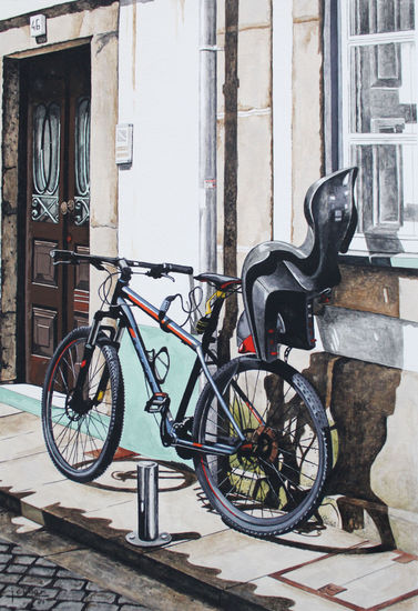 Número 5 de la serie ''El ladrón de bicicletas'' Gouache Papel Paisaje