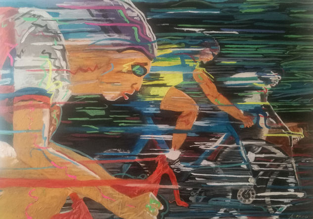 CICLISTAS Oil Canvas Sports