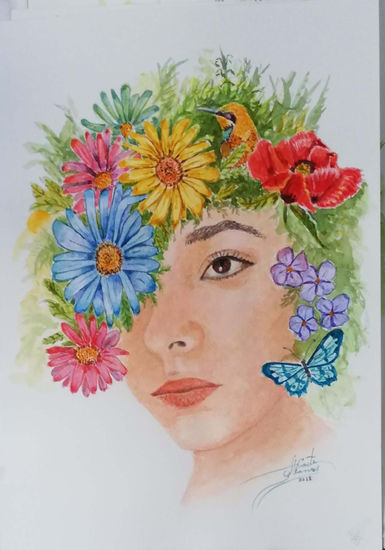 Bella Quinceañera Watercolour Paper Portrait