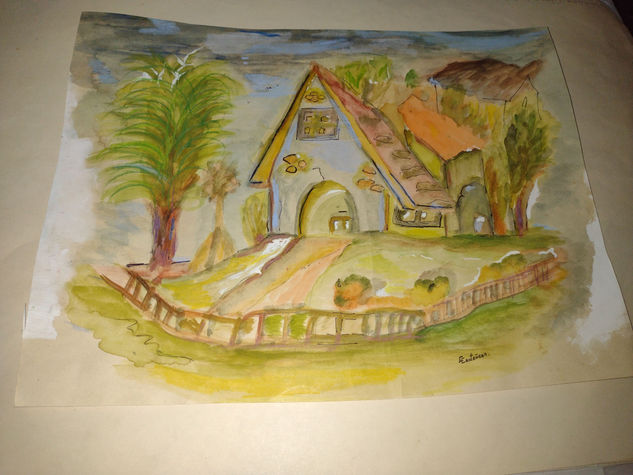 Casa de campo Pastel Paper Floral Painting