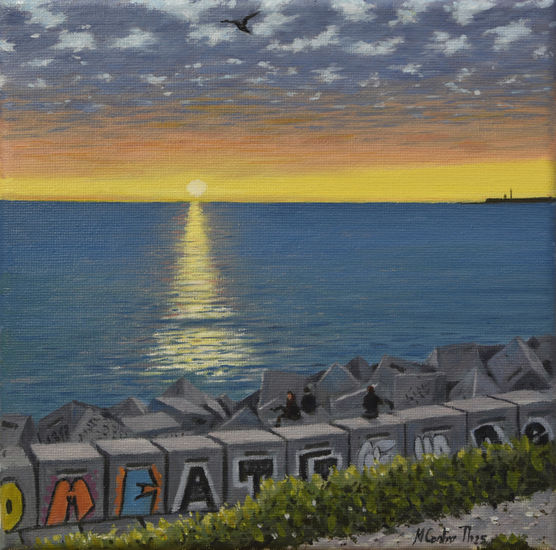 ATARDECER EN SANTA M MAR 3 Oil Canvas Landscaping