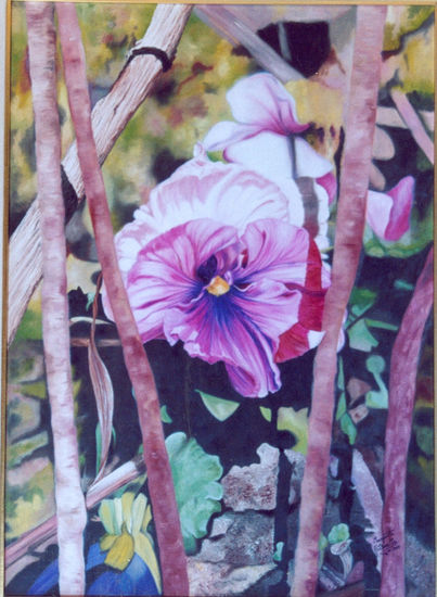 "Pensamiento en flor" Oil Canvas Floral Painting