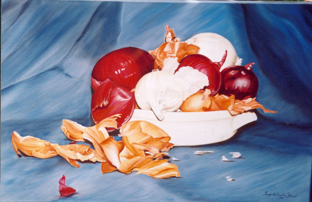 "Cebollas descascaradas" Oil Canvas Still Life Paintings