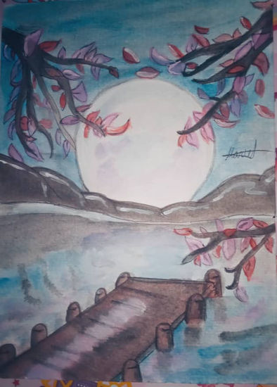 Noche en el muelle Watercolour Paper Landscaping