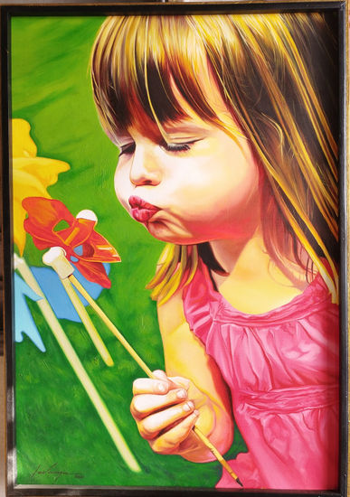 Pink blow Oil Canvas Portrait