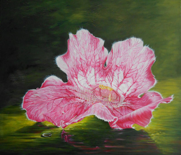 "Bignonia rosa" Oil Canvas Floral Painting