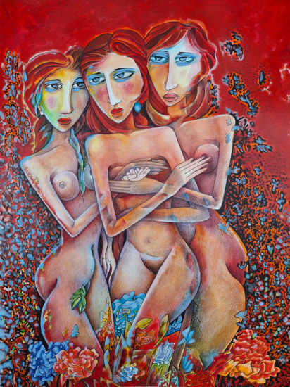 TRES LINDAS GRACIAS HABANERAS Acrylic Card Nude Paintings