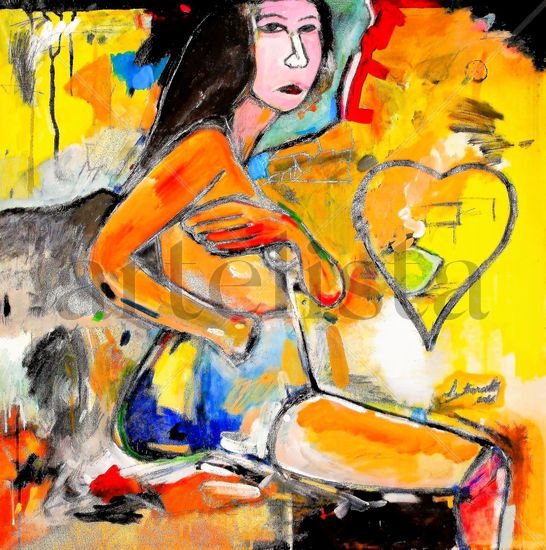 La mujer y el amor prohibido. Media Mixta Tela Desnudos