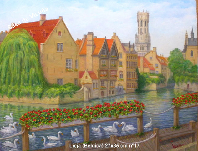 Lieja (Belgica) 27x35 cm nº17 Óleo Lienzo Paisaje