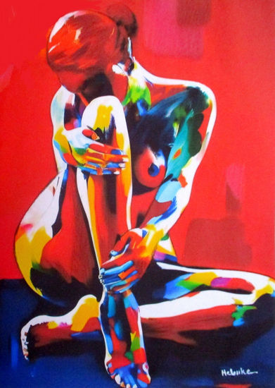 "Wrapped in Solitude" Acrylic Canvas Figure Painting