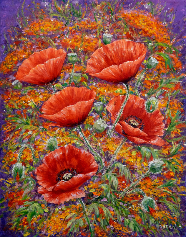 Amapolas con Flores Amarillos