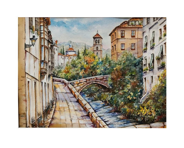 Carrera del Darro Acuarela Papel Paisaje