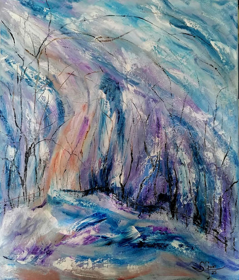Senda en la nieve Oil Canvas Landscaping