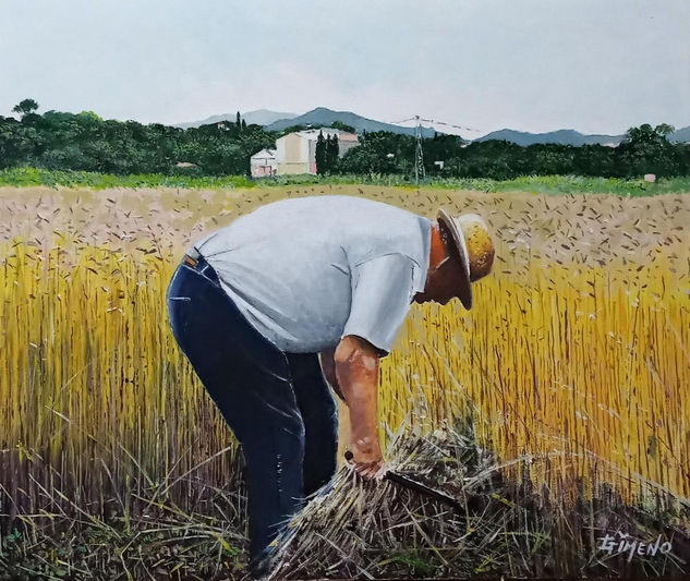 Segador Óleo Lienzo Paisaje