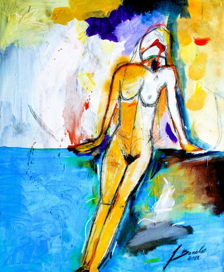 La mujer al mar Oil Textile Nude Paintings