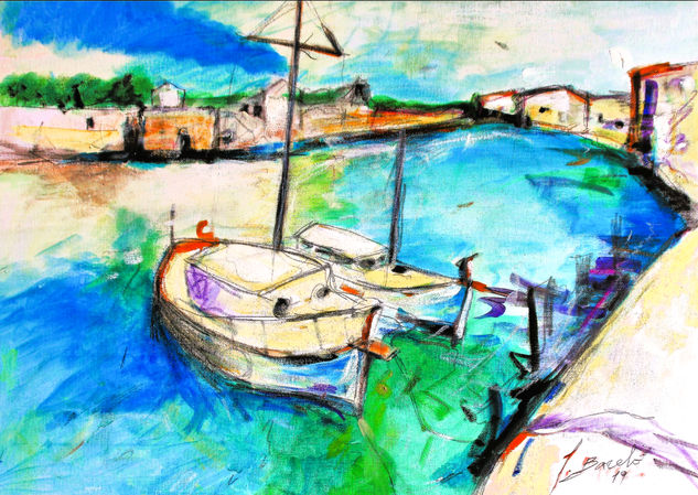 El port de Ciutadella. Media Mixta Tela Paisaje