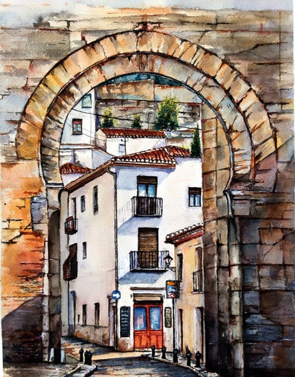 Arco de Elvira Acuarela Papel Paisaje