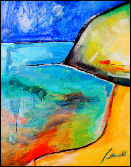 La playa encantada. Mixed media Canvas Landscaping