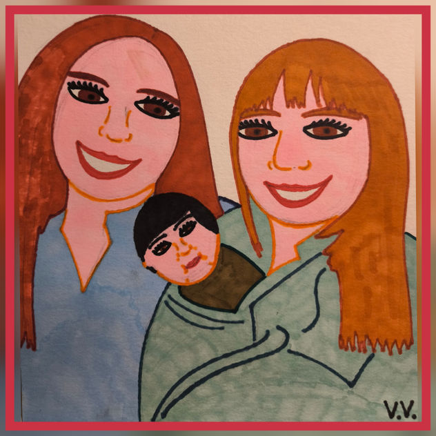 Bea, su bebé Evita y yo