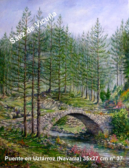 Puente en Uztárroz (Navarra) 35x27 cm nº37 Óleo Lienzo Paisaje