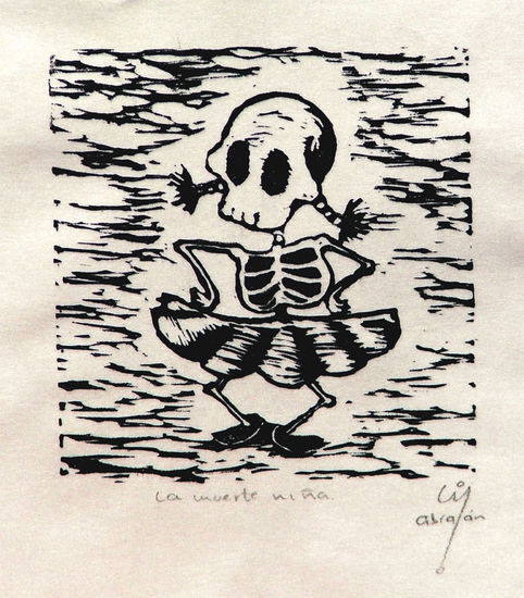 La muerte niña Linograbado