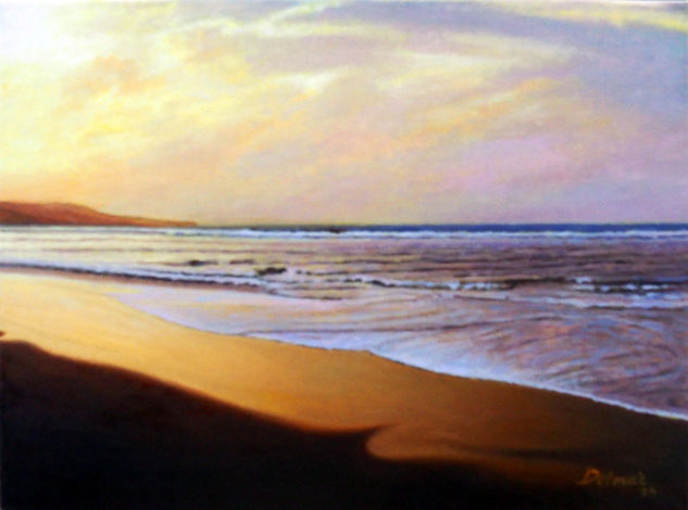 Se va el día Oil Canvas Marine Painting