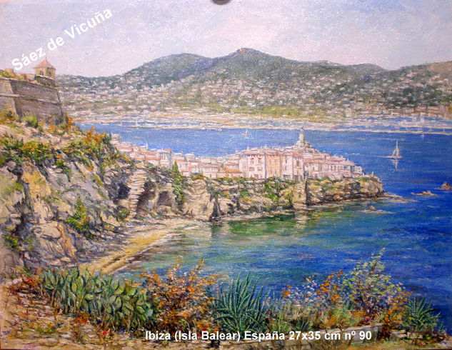 Ibiza (Isla Balear) España 27x35 cm nº 90 Oil Canvas Marine Painting