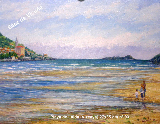 Playa de Laida (Vizcaya) 27x35 cm nº 93 Óleo Lienzo Marina