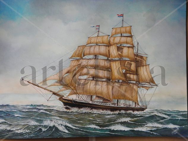 Velero Holandes "De Noach" Watercolour Paper Marine Painting