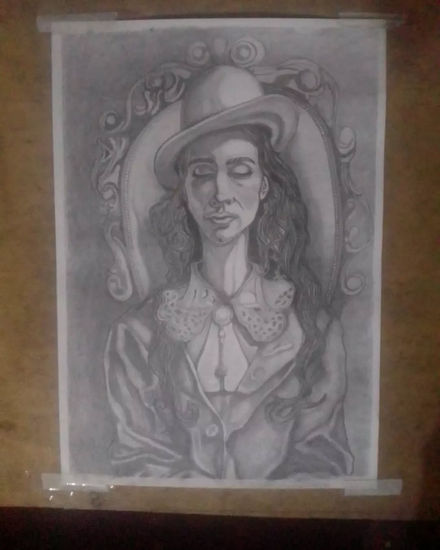 mujer  de sombrero/woman with hat Graphite