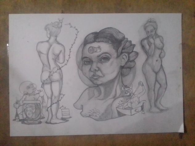 mujer en tres estados/ woman in three states Graphite