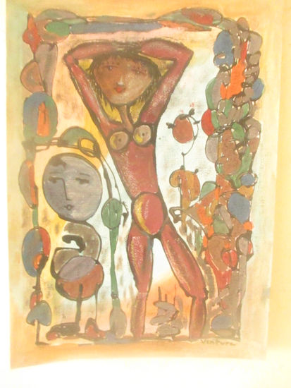 " Inquietante " Acrylic Card Figure Painting