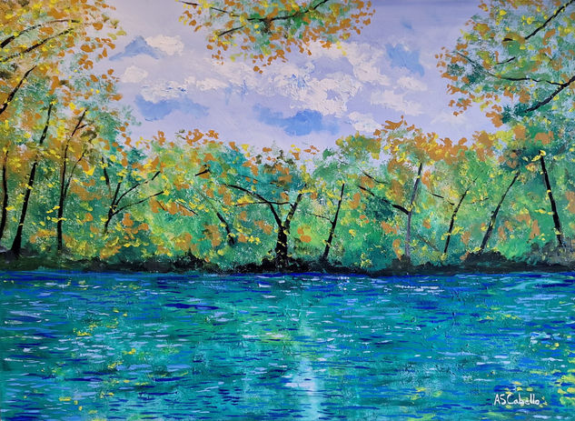 Río otoñal Oil Canvas Landscaping