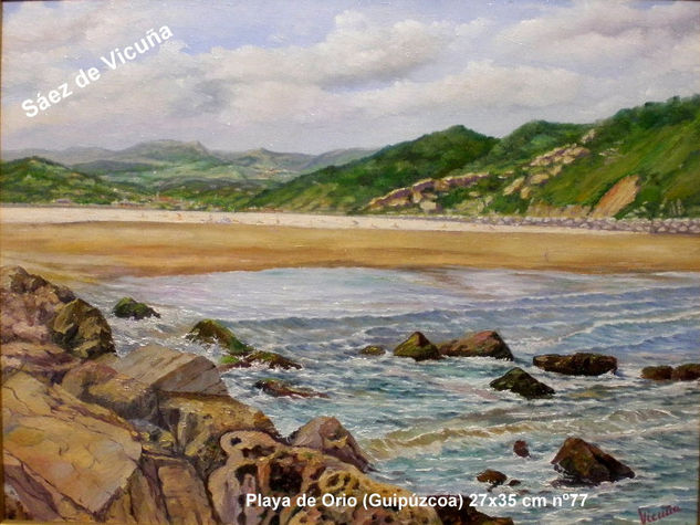 Playa de Orio (Guipúzcoa) 27x35 cm nº 77 Oil Canvas Marine Painting