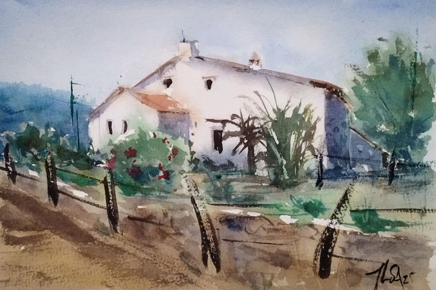 Cortijo Acuarela Papel Paisaje