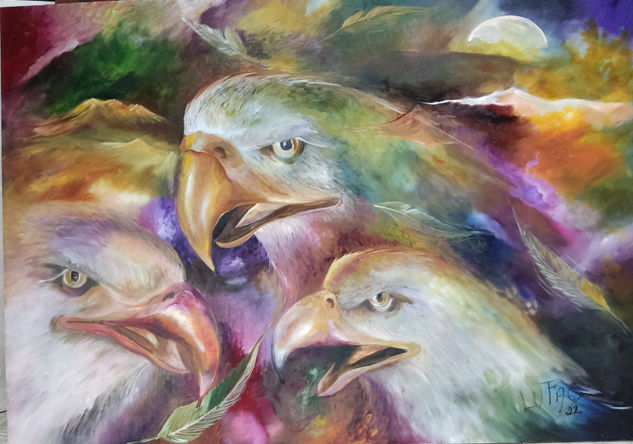 aguilas 1 Oil Canvas Animals
