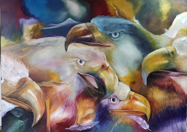 aguilas2 Óleo Lienzo Animales