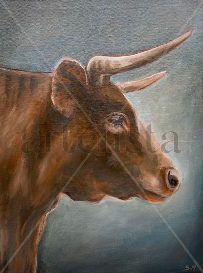 Retrato de Toro Oil Canvas Animals