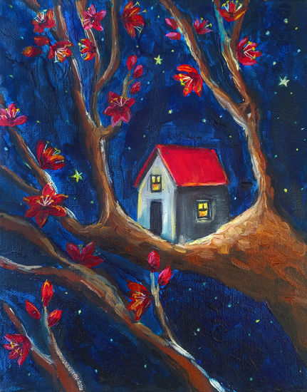Between Petals and Stars Óleo Lienzo Paisaje