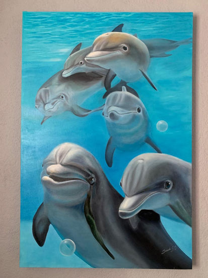 LA PANDILLA DELFIN Oil Canvas Animals