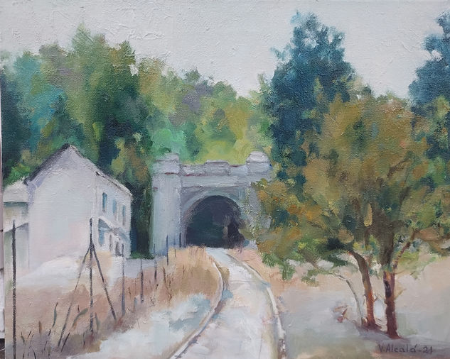 APEADERO Óleo Lienzo Paisaje