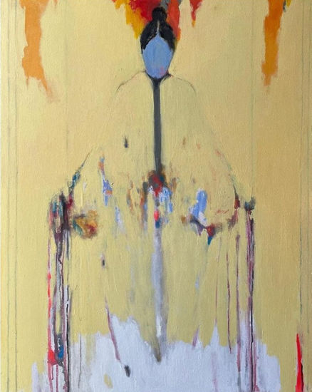 Yellow, orange, and white Media Mixta Lienzo Figura